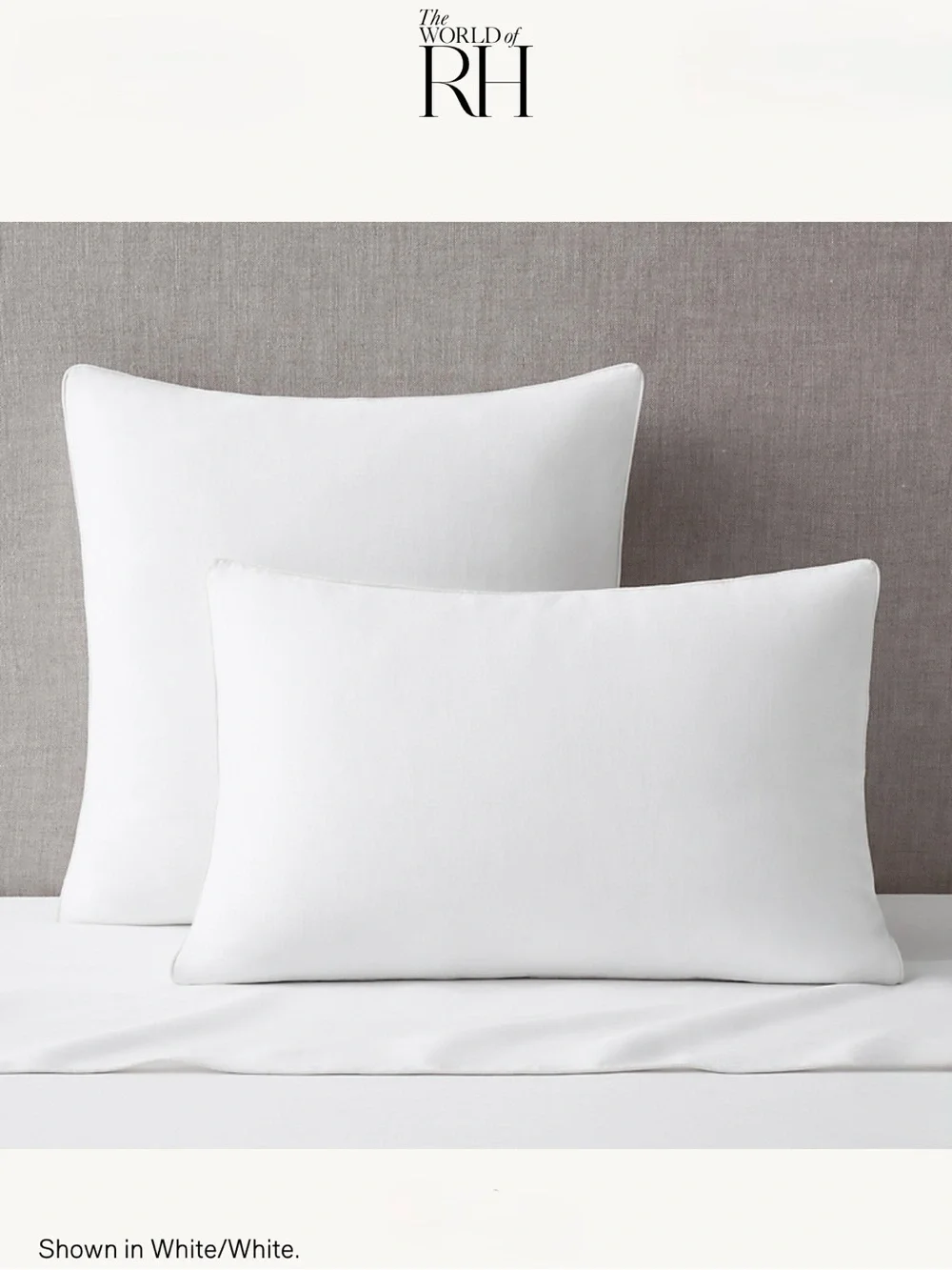 RH Standard size white pillowcase with piped edges Linen
